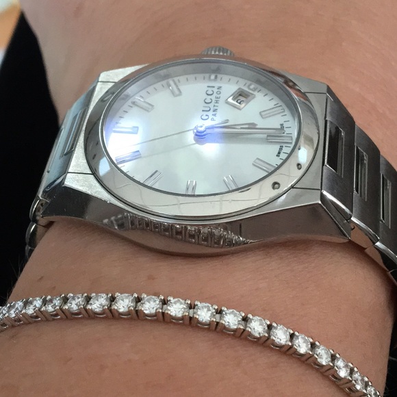Gucci Stainless Steel Silver White Dial Pantheon Women’s Watch